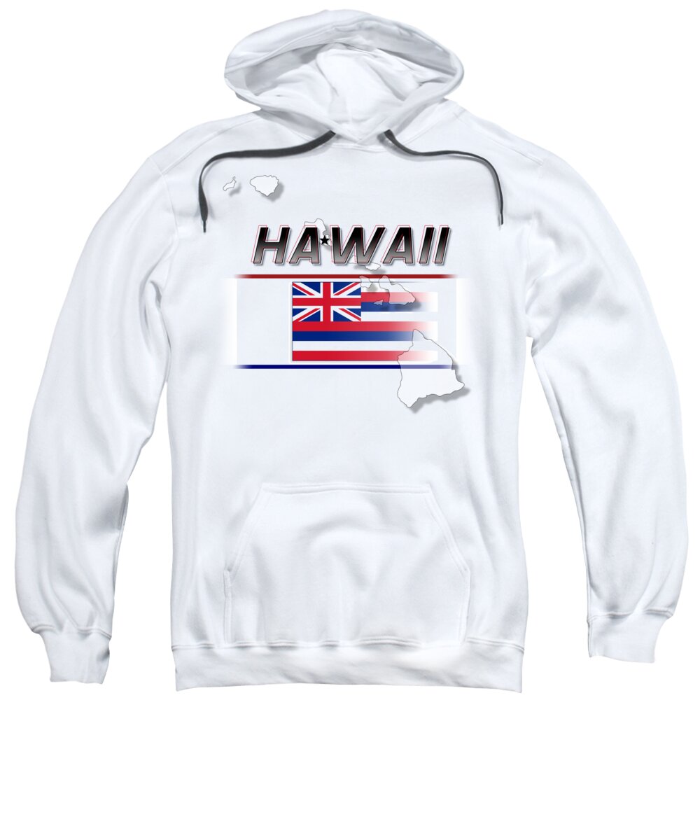 Hawaii Sweatshirt featuring the digital art Hawaii State Horizontal Print by Rick Bartrand