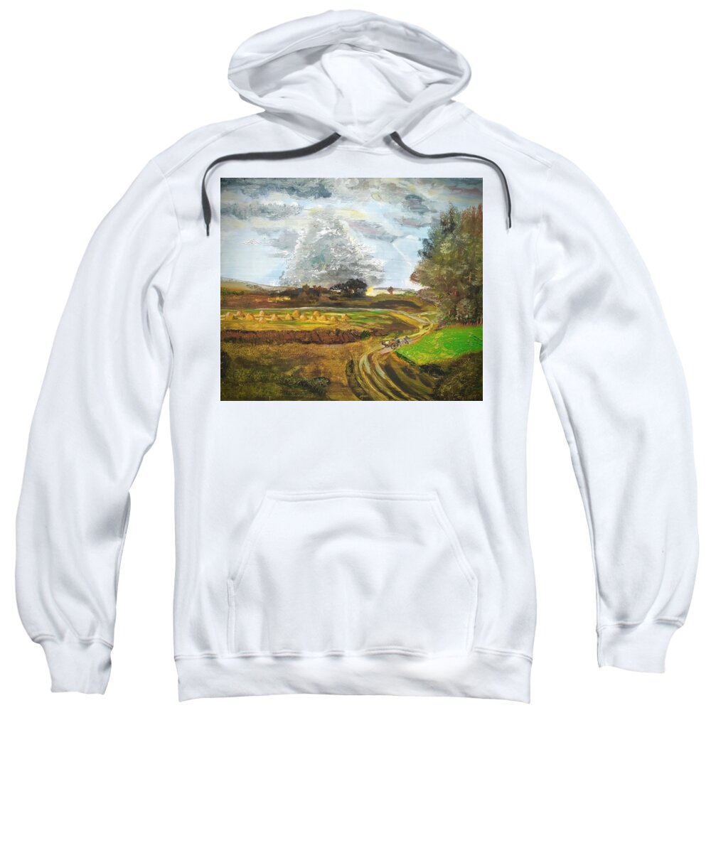 Landscape Sweatshirt featuring the painting Haying Time by Mike Benton