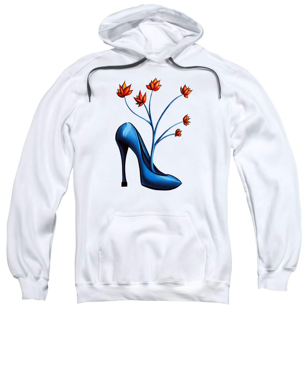 Shoe Sweatshirt featuring the digital art High Heel Shoe And Flower Bouquet Art by Boriana Giormova