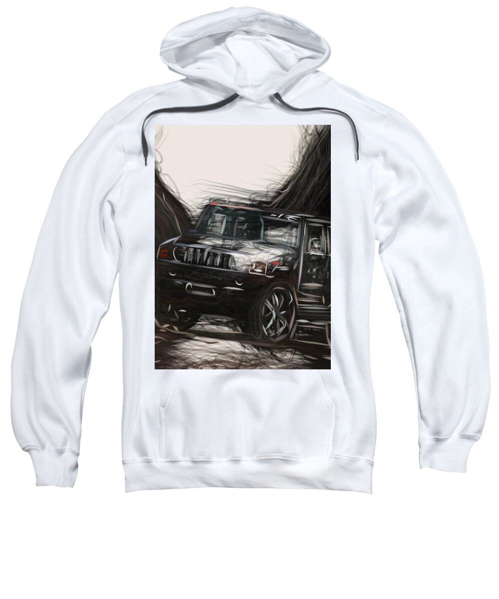 Hummer Sweatshirt featuring the digital art Hummer H2 Drawing by CarsToon Concept