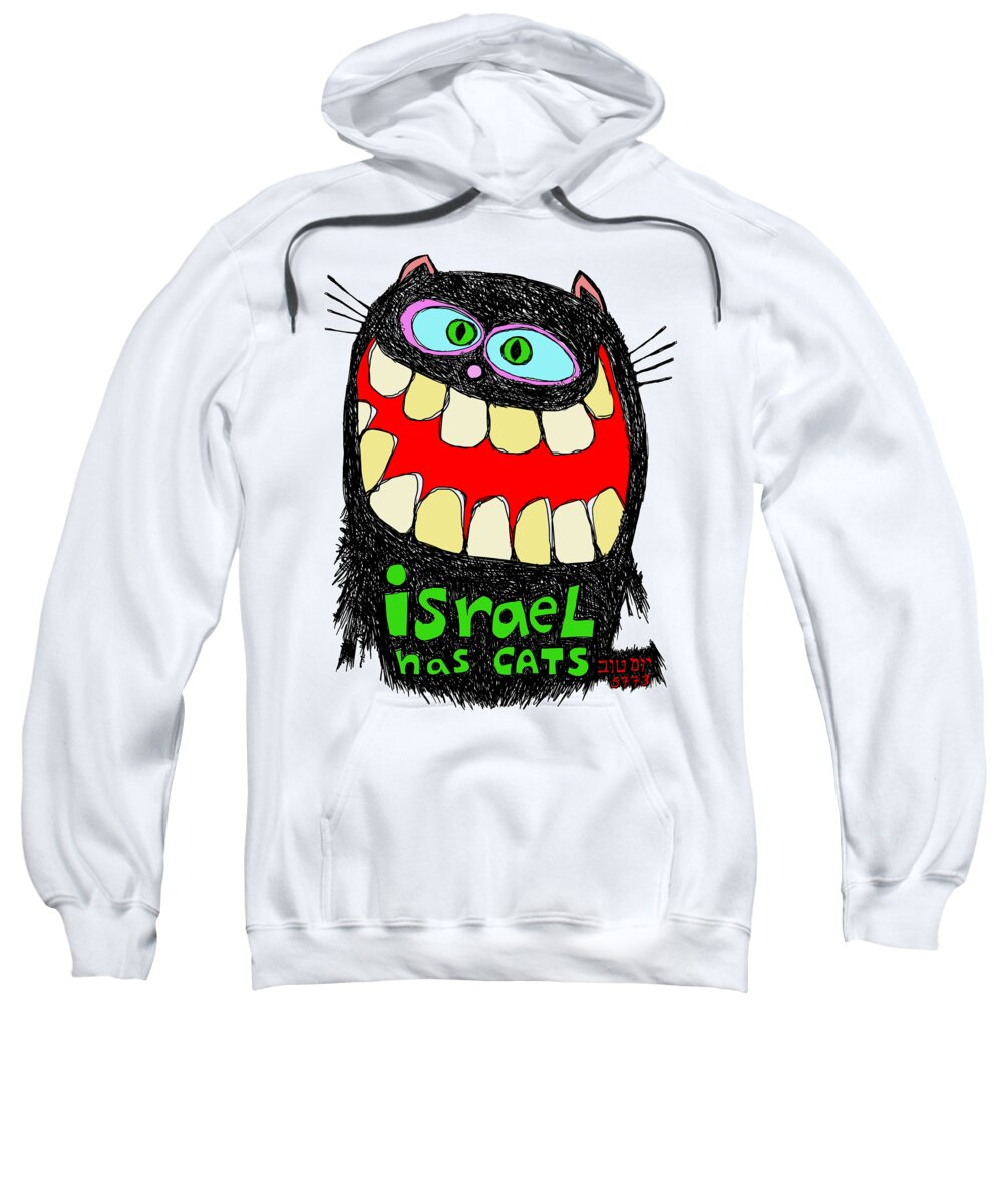Cats Sweatshirt featuring the painting Israel Has Cats by Yom Tov Blumenthal
