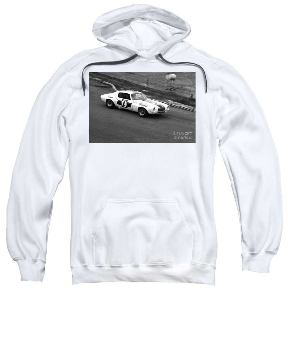 Jim Hall Sweatshirt featuring the photograph Jim Hall exit pits by Dave Allen