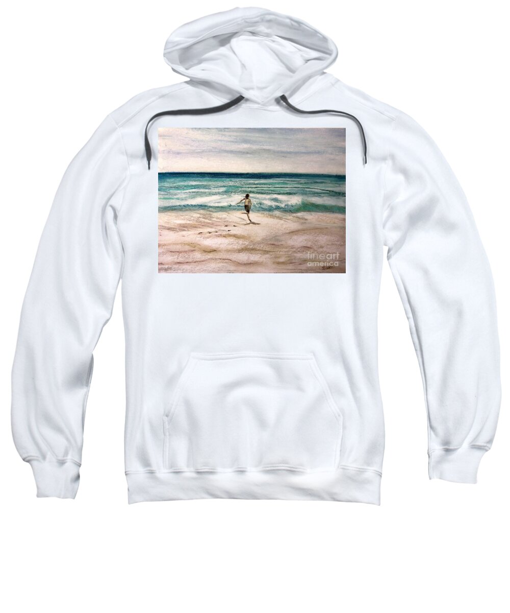Beach Landscape Sweatshirt featuring the pastel Lake Michigan Beach Days by Deb Stroh-Larson