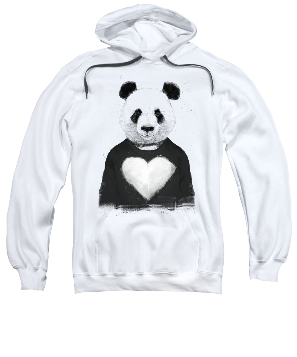 Panda Sweatshirt featuring the mixed media Lovely panda by Balazs Solti