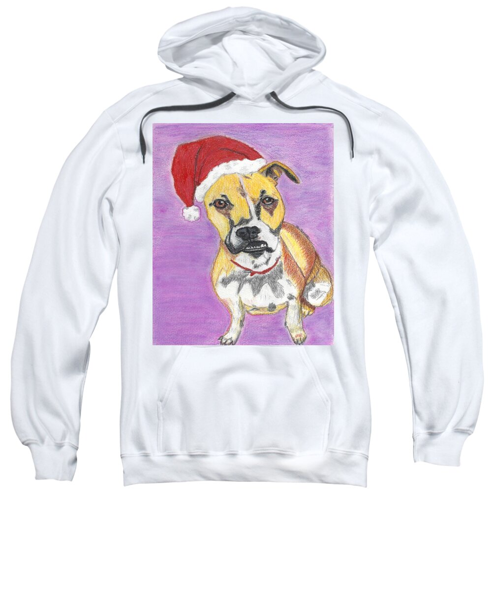 Santa Hat Sweatshirt featuring the mixed media Lucy by Ali Baucom