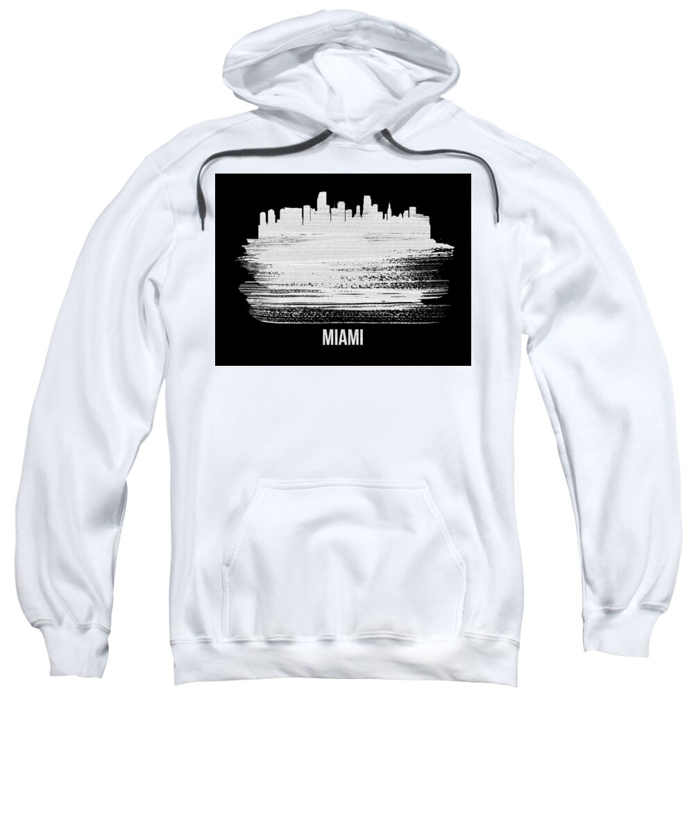 Miami Sweatshirt featuring the mixed media Miami Skyline Brush Stroke White by Naxart Studio
