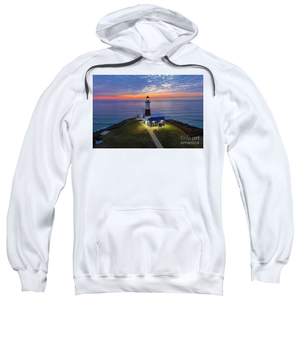 Lighthouse Sweatshirt featuring the photograph Montauk Lighthouse at Dawn by Sean Mills