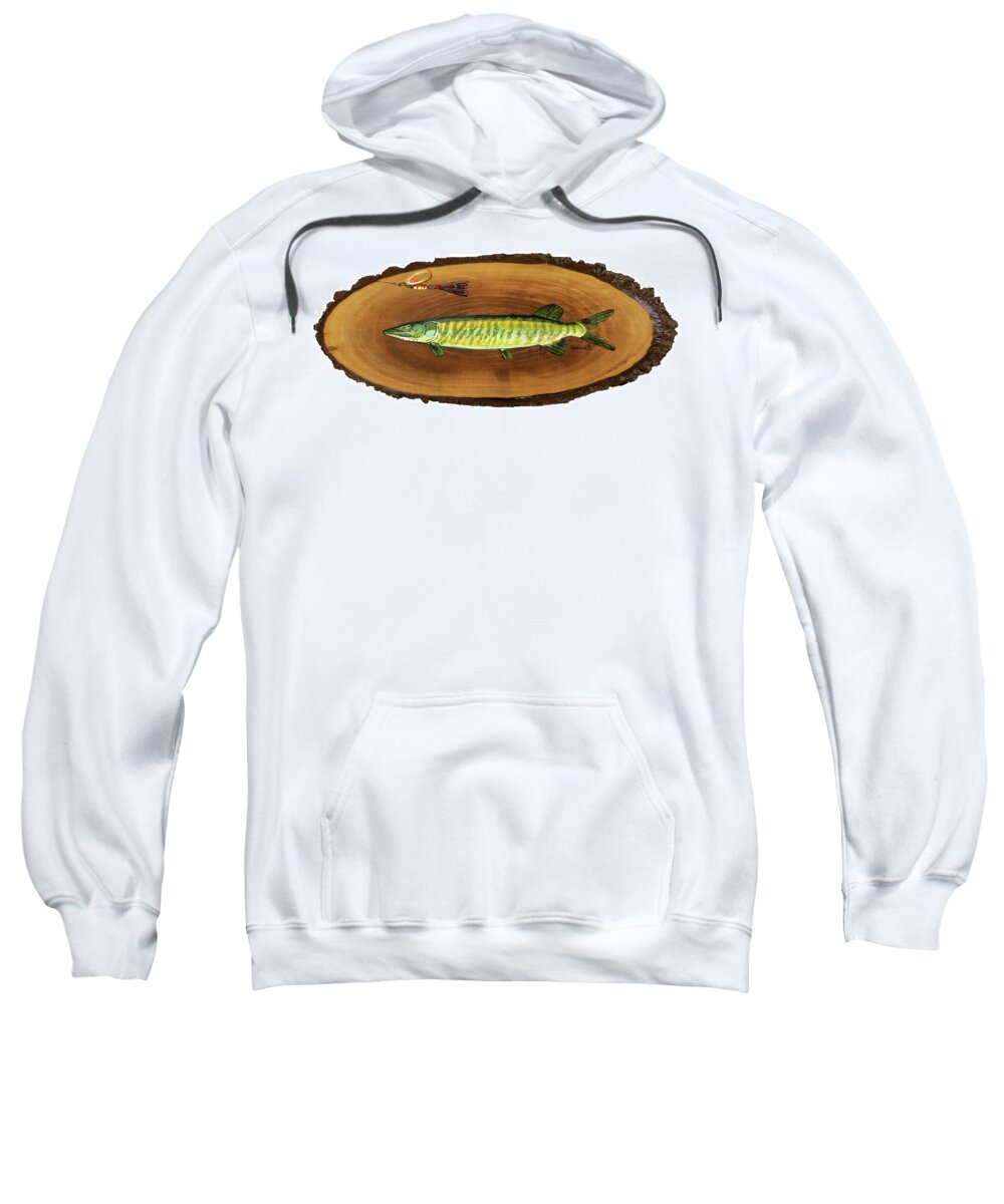 398 Sweatshirt featuring the painting Muskellunge by Phil Chadwick