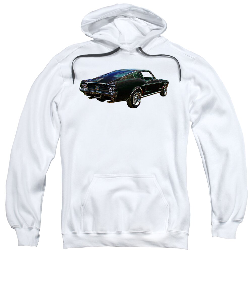 Mustang Sweatshirt featuring the photograph Neon Mustang Fastback 1967 by Gill Billington