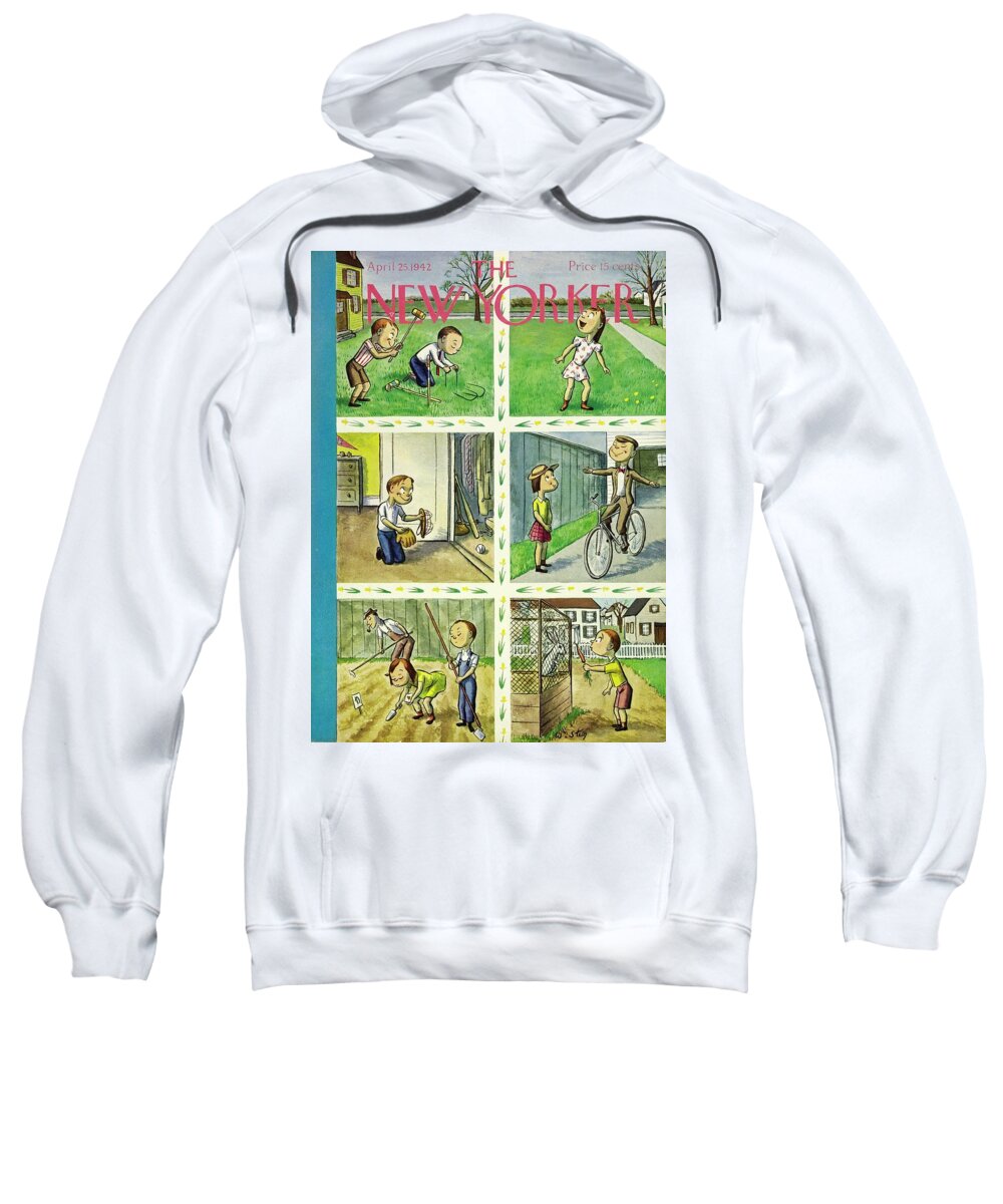Multi Paneled Sweatshirt featuring the painting New Yorker April 25 1942 by William Steig