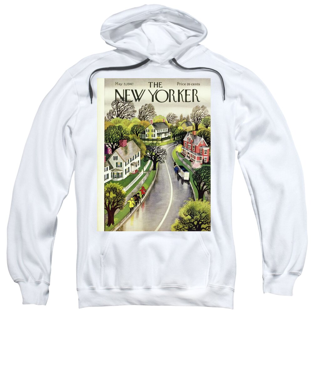 Illustration Sweatshirt featuring the painting New Yorker May 3, 1947 by Edna Eicke