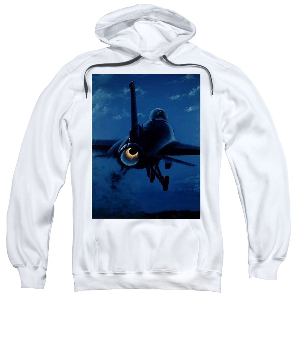 Aircraft Sweatshirt featuring the painting Night Moves by Peter Ring Sr