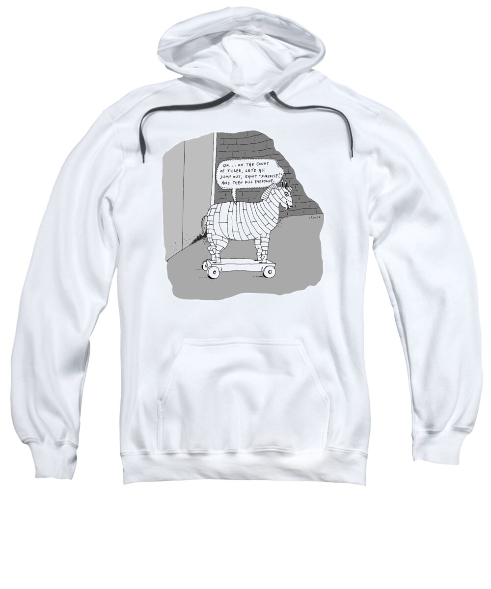Captionless Sweatshirt featuring the drawing On the Count of Three by Liana Finck