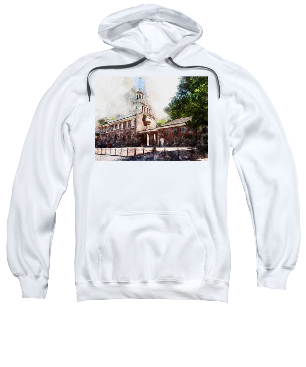Philadelphia Independence Hall Sweatshirt featuring the painting Philadelphia Independence Hall - 02 by AM FineArtPrints
