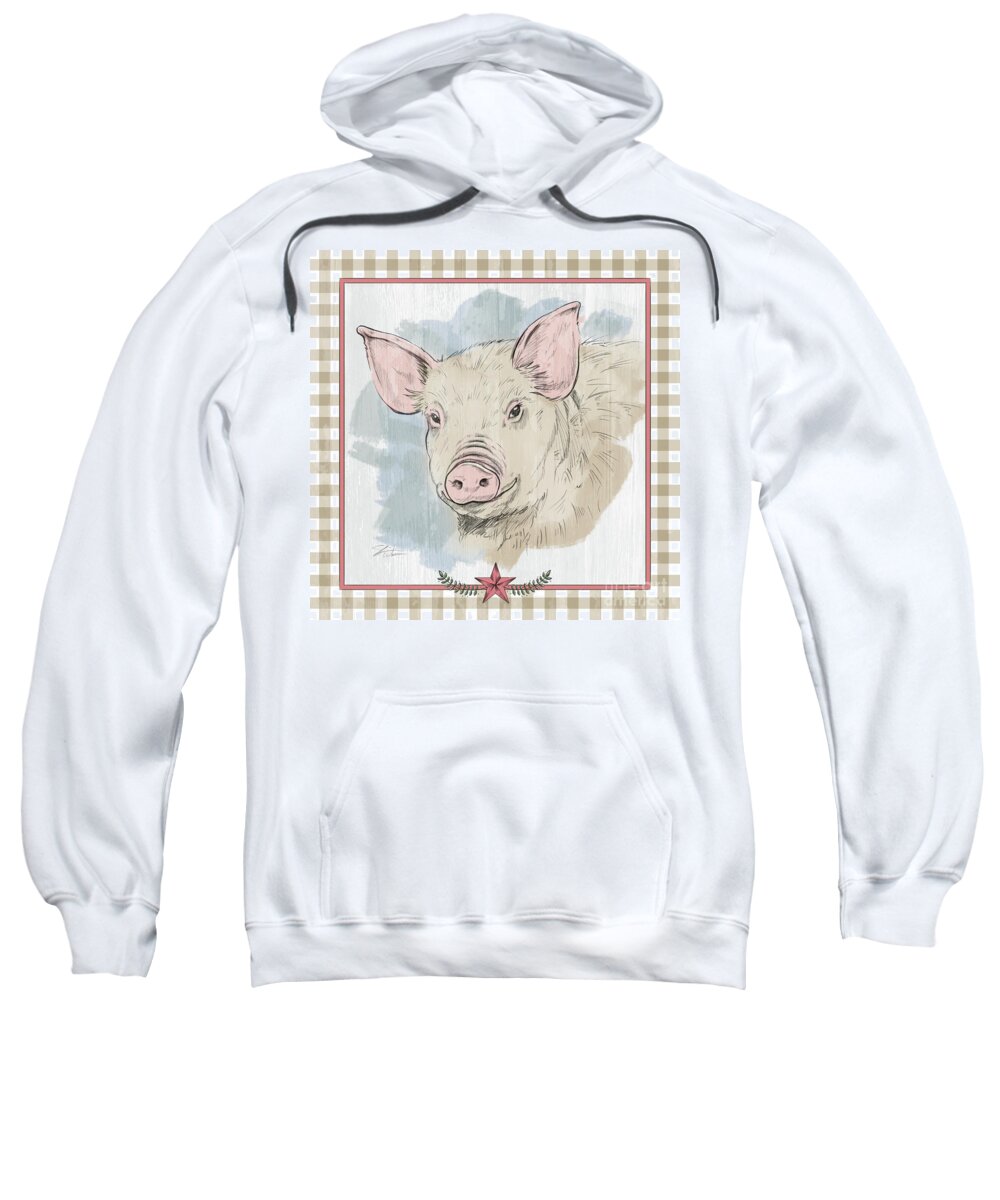Pig Sweatshirt featuring the mixed media Pig Portrait-Farm Animals by Shari Warren