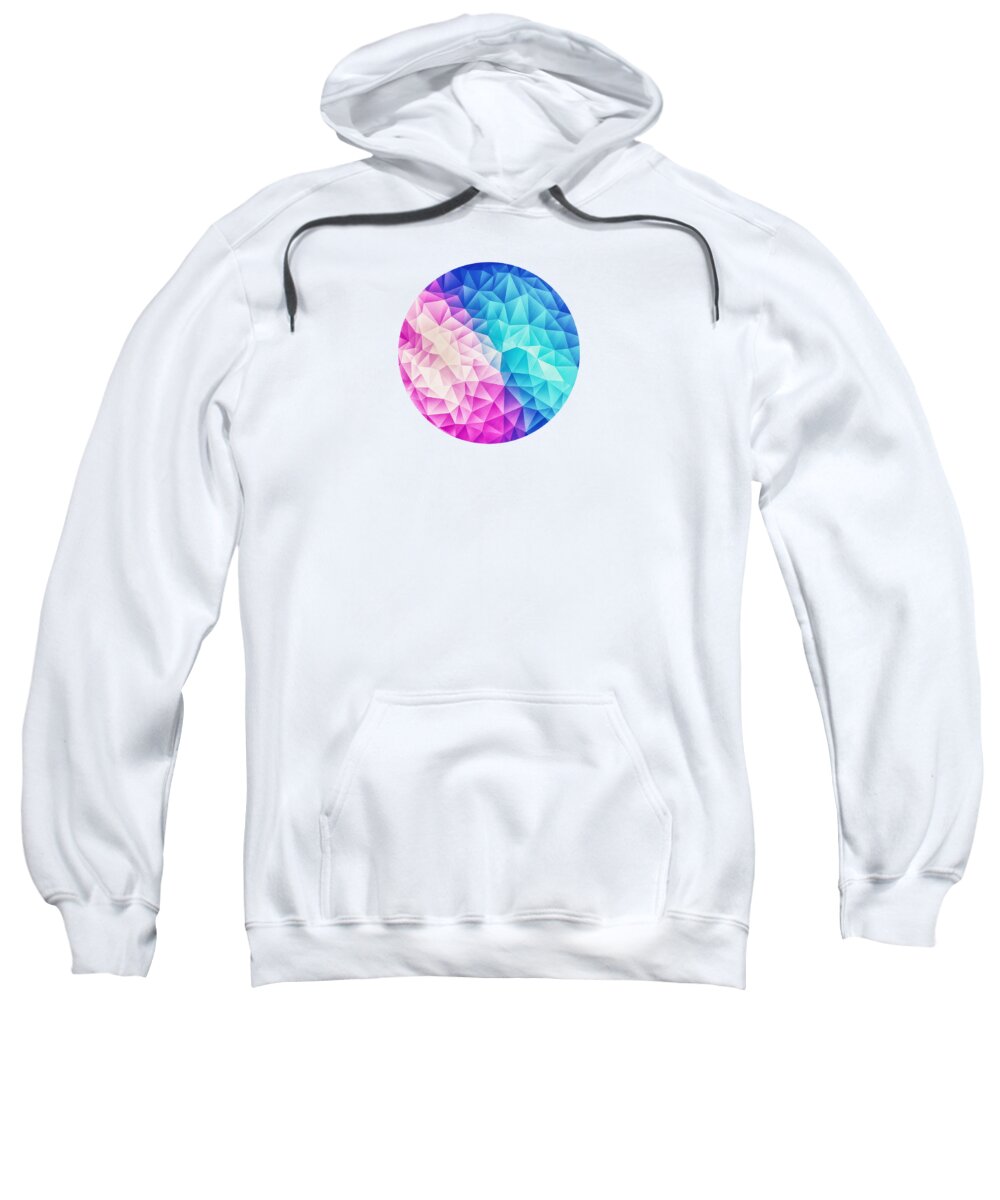 Colorful Sweatshirt featuring the digital art Pink Ice Blue Abstract Polygon Crystal Cubism Low Poly Triangle Design by Philipp Rietz
