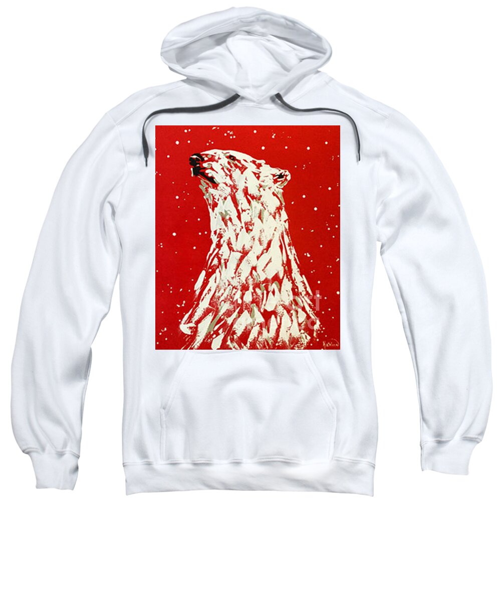 Bear Sweatshirt featuring the painting Polar Bear Coca Cola by Kathleen Artist PRO