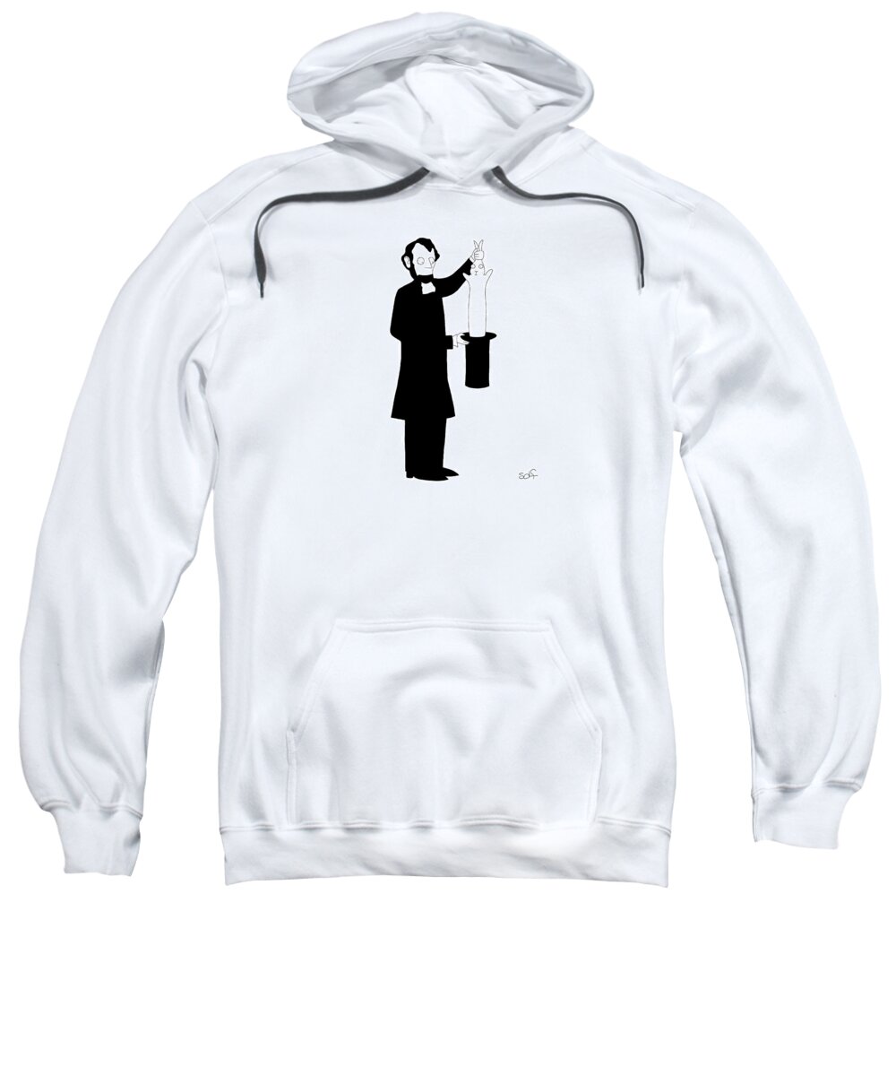 Captionless Sweatshirt featuring the drawing Pulling a Rabbit Out of a Hat by Seth Fleishman
