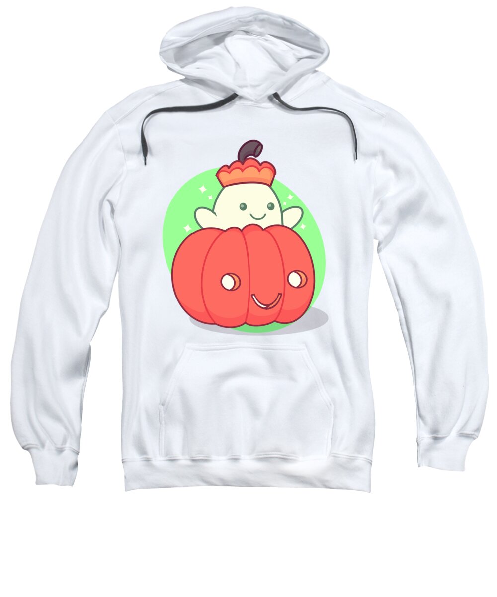 Ghost Sweatshirt featuring the drawing Pumpkin Ghost by Ludwig Van Bacon