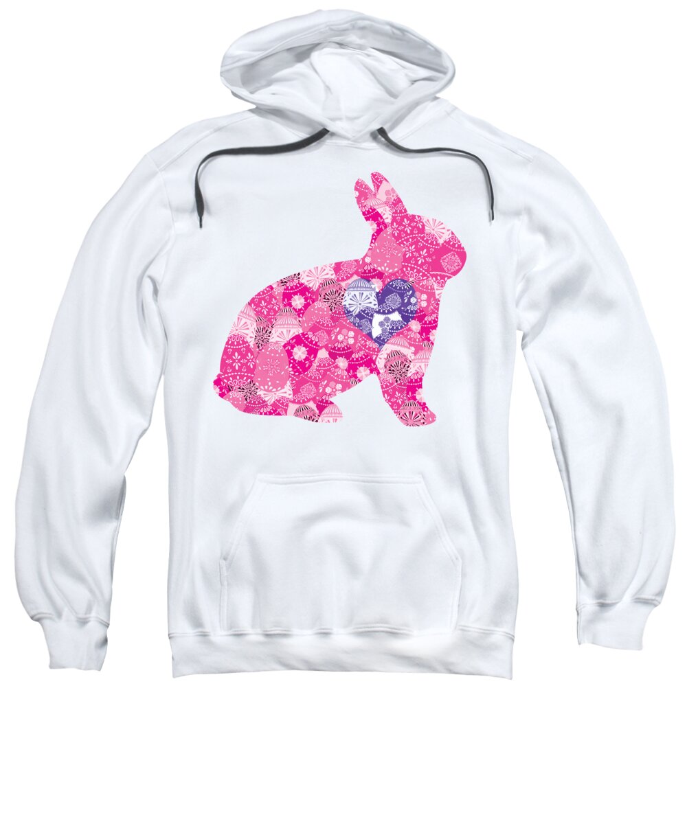 Bunny Sweatshirt featuring the digital art Purple Heart Patchwork Bunny by Marianne Campolongo