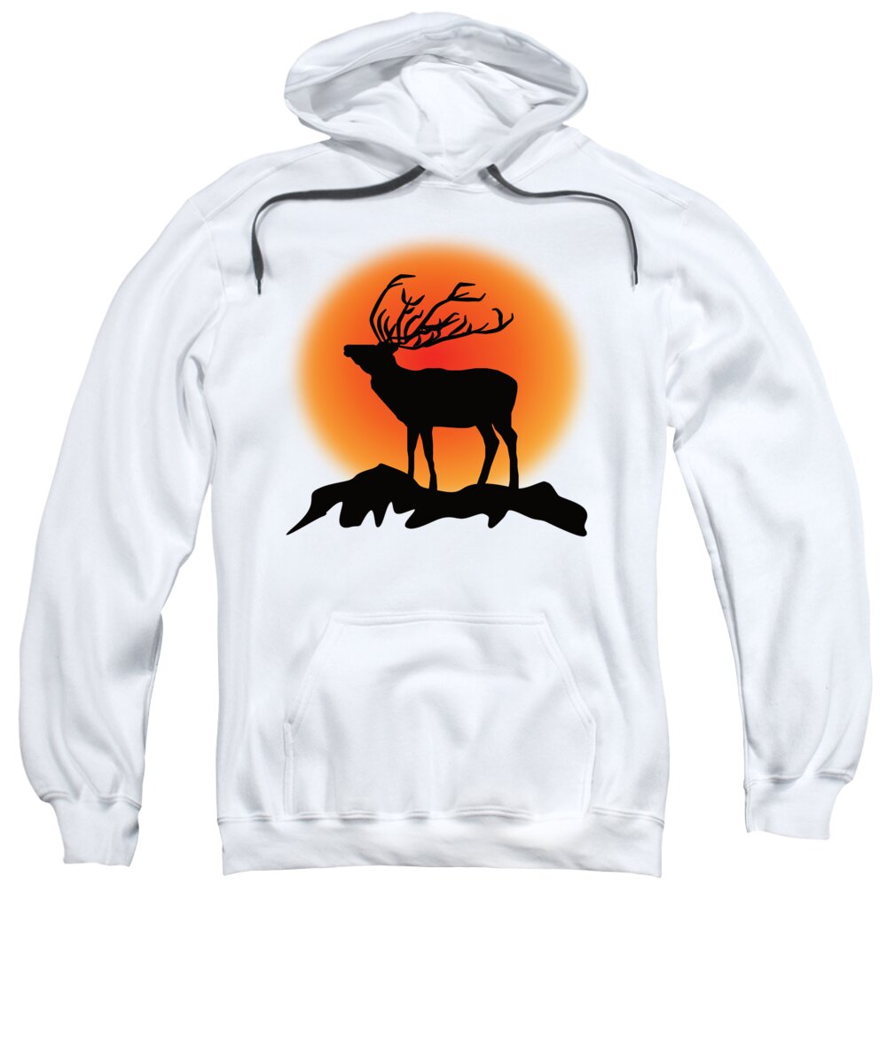 Reindeer In The Sunset Sweatshirt featuring the digital art Reindeer in the sunset by Patricia Piotrak
