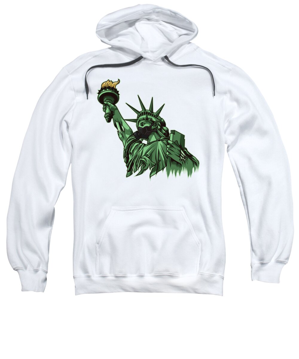 Rotting Statue of Liberty Anti Government Adult Pull-Over Hoodie