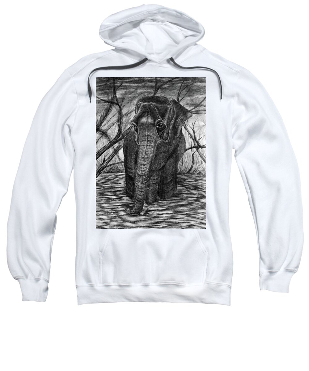  Beautiful Sweatshirt featuring the drawing Sadness In The Jungle by Medea Ioseliani