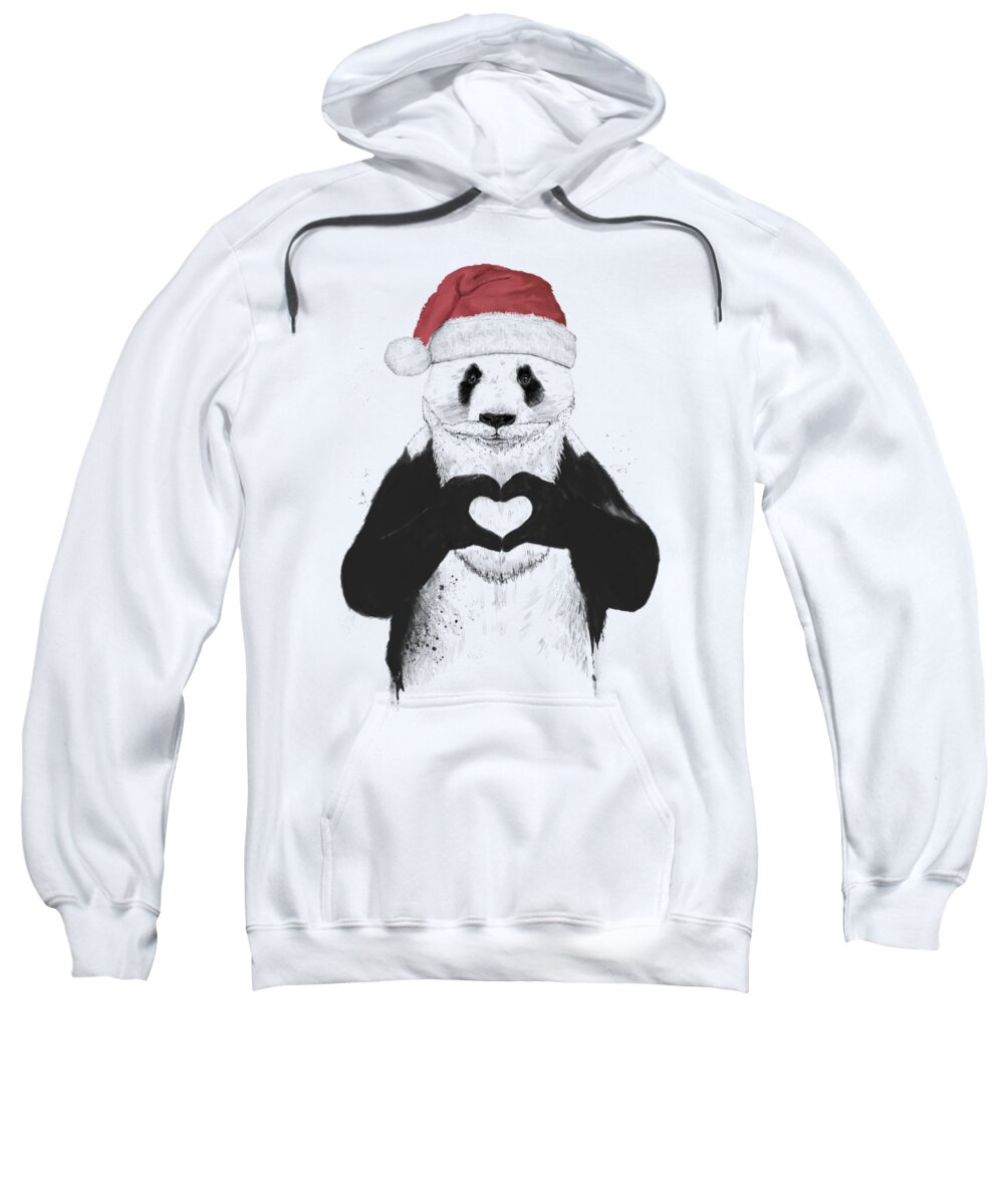 Panda Sweatshirt featuring the mixed media Santa panda by Balazs Solti