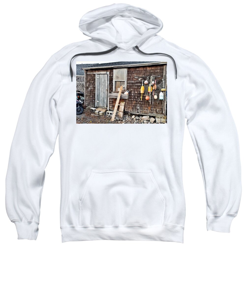 Rockport Sweatshirt featuring the photograph Sea Shack in Rockport by Mary Capriole