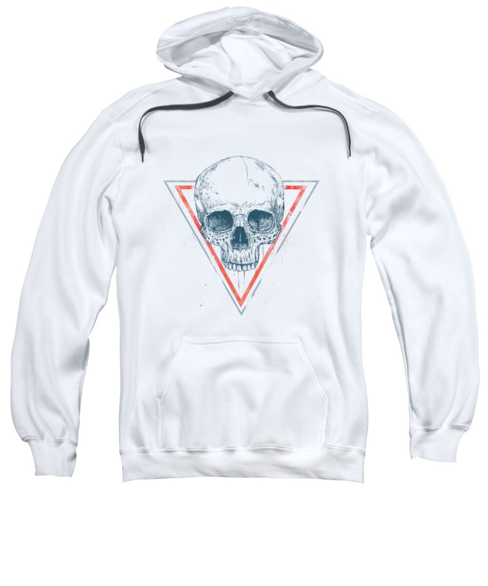 Skull Sweatshirt featuring the drawing Skull in triangles by Balazs Solti