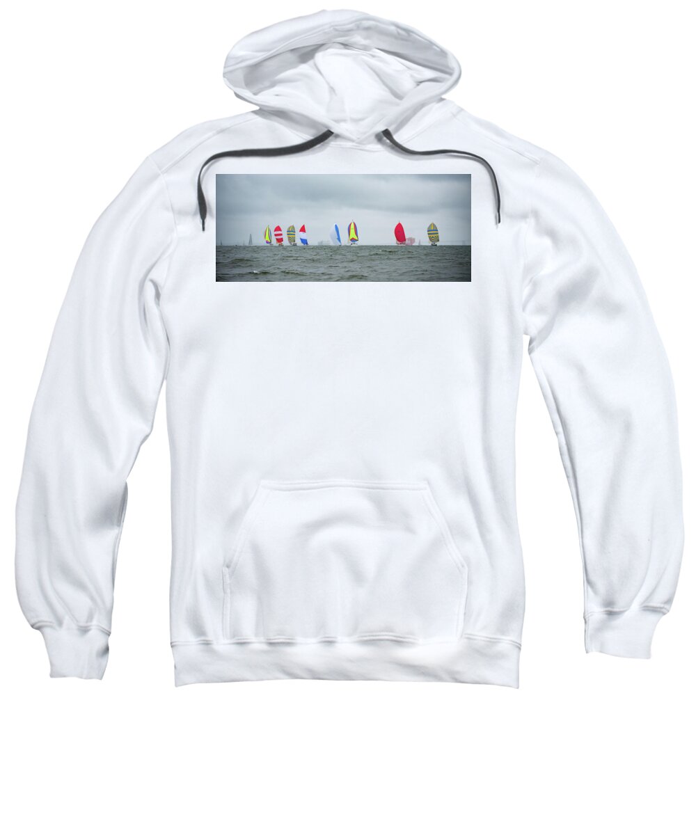 Annapolis Sweatshirt featuring the photograph Spinnaker Start by Mark Duehmig