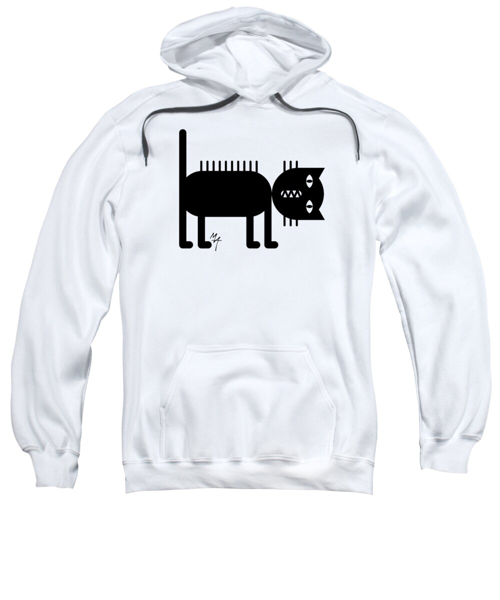 Standing Cat Sweatshirt featuring the digital art Standing Cat by Attila Meszlenyi