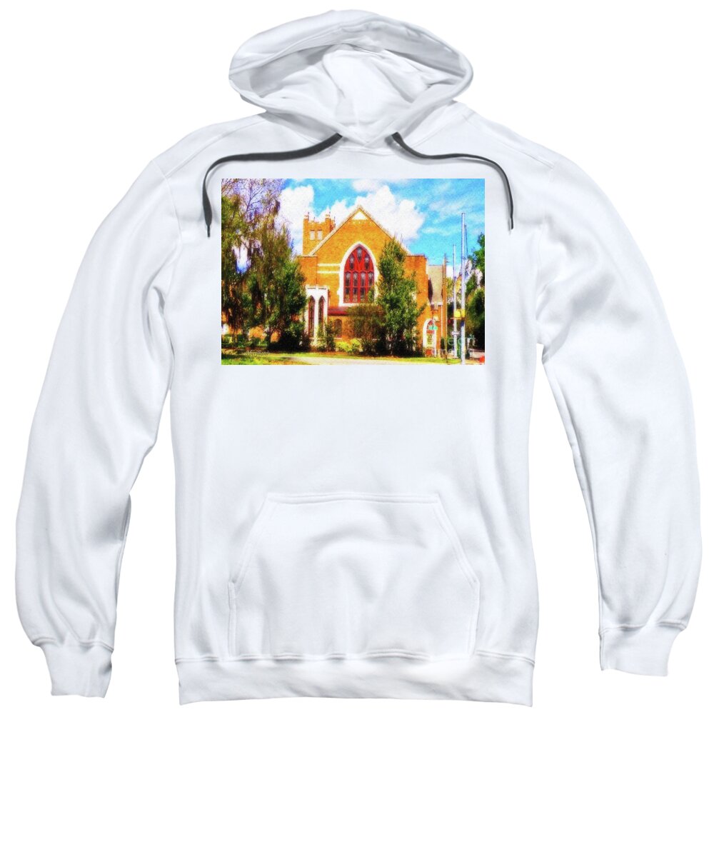American Churches Sweatshirt featuring the digital art Sunny Asbury Day by Aberjhani