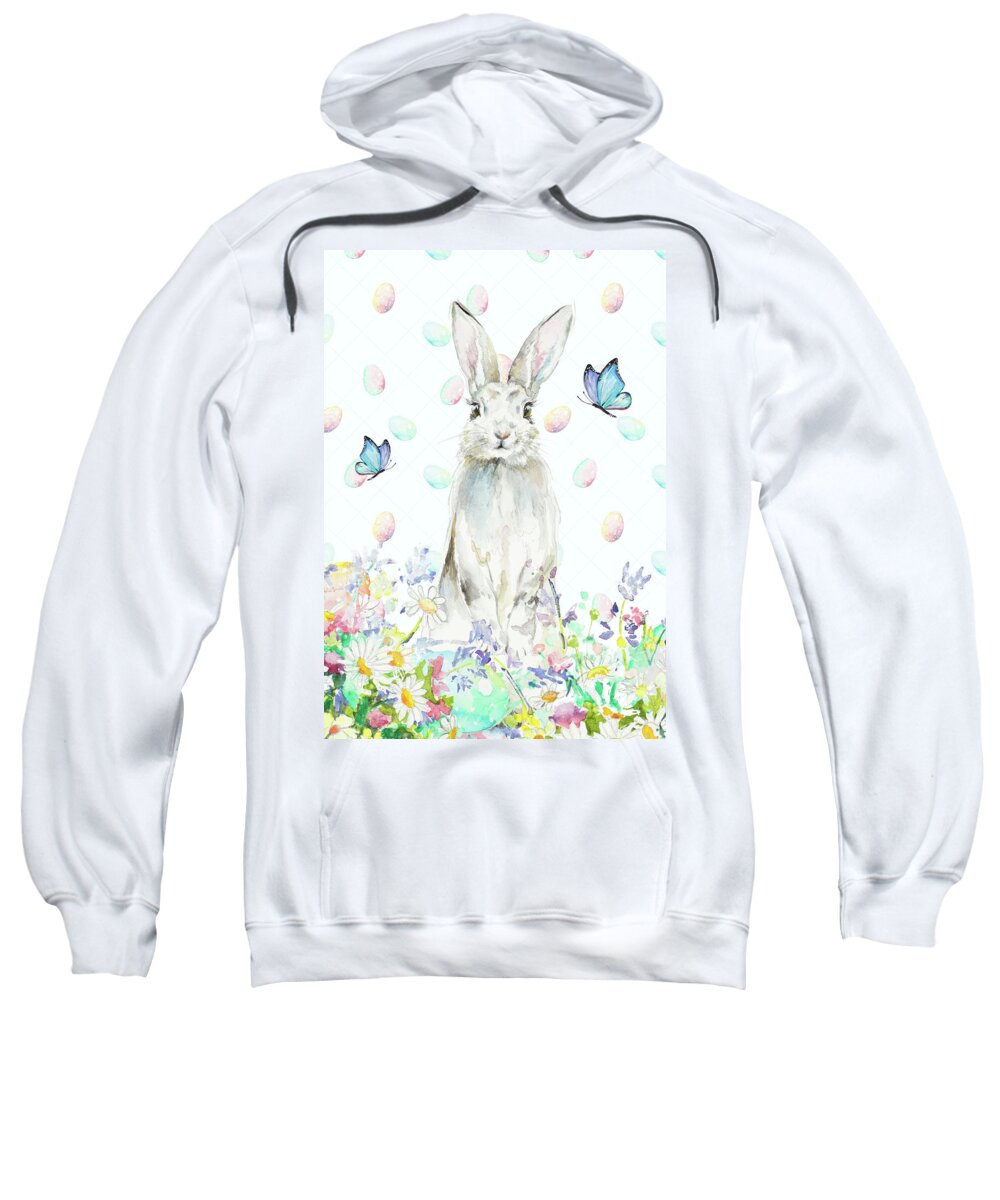 Tall Sweatshirt featuring the mixed media Tall Easter Bunny by Patricia Pinto