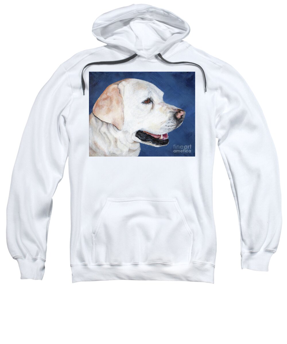 Dog Sweatshirt featuring the painting Taz - White Lab Portrait by Annie Troe