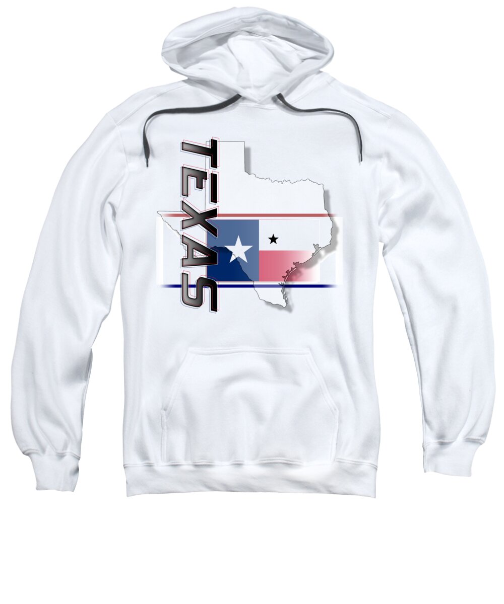 Texas Sweatshirt featuring the digital art Texas State Vertical Print by Rick Bartrand