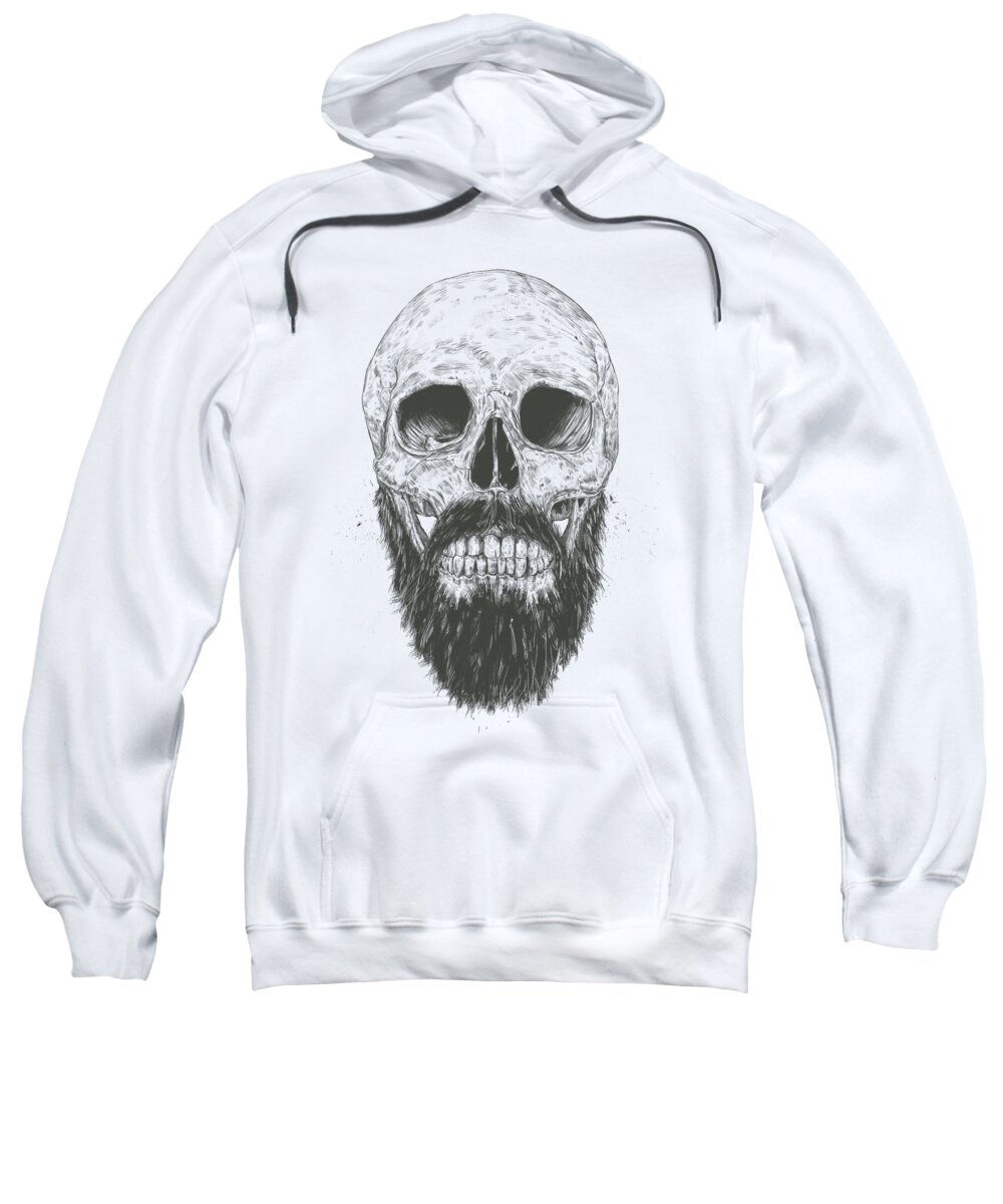 Skull Sweatshirt featuring the drawing The beard is not dead by Balazs Solti