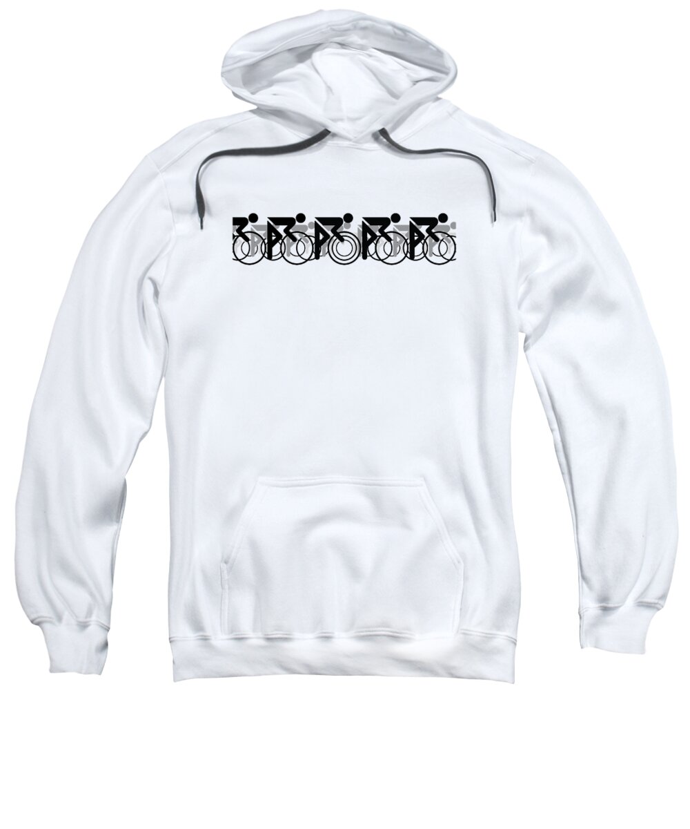 Action Sweatshirt featuring the digital art The Bicycle Race 2 Black On White by Brian Carson