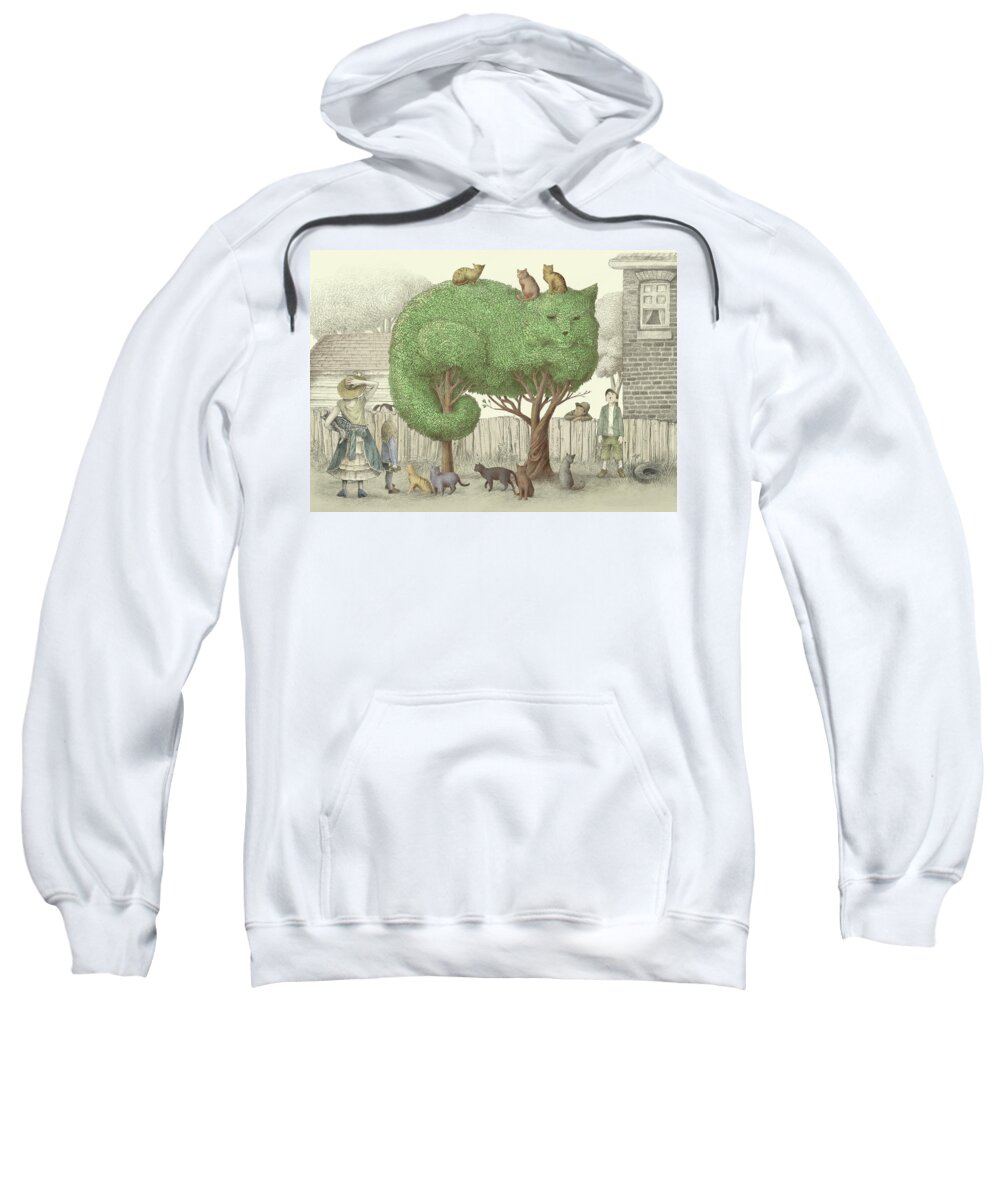 Cat Sweatshirt featuring the drawing The Cat Tree by Eric Fan