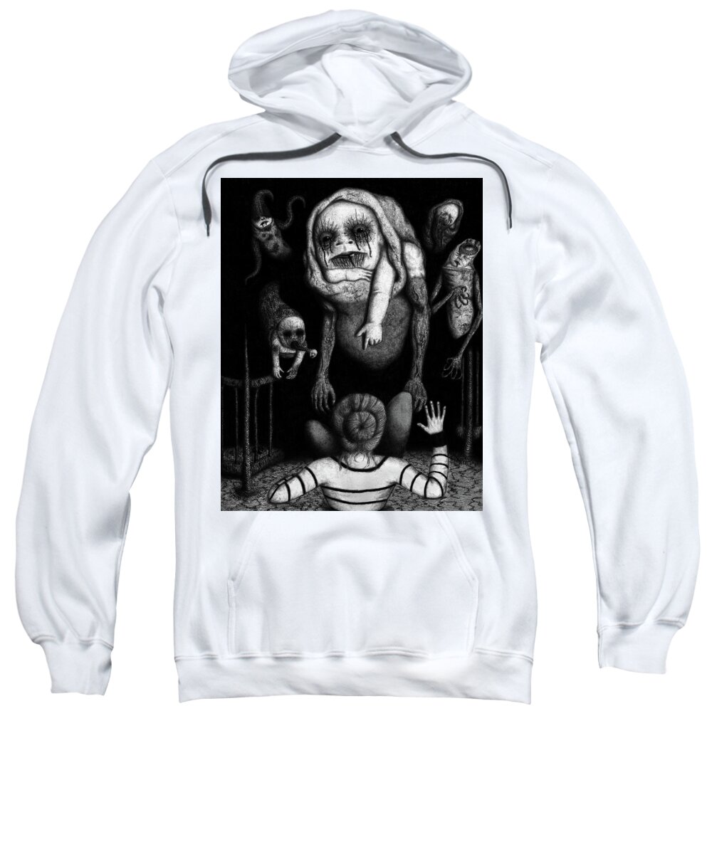 Horror Sweatshirt featuring the drawing The Corrupted - Artwork by Ryan Nieves