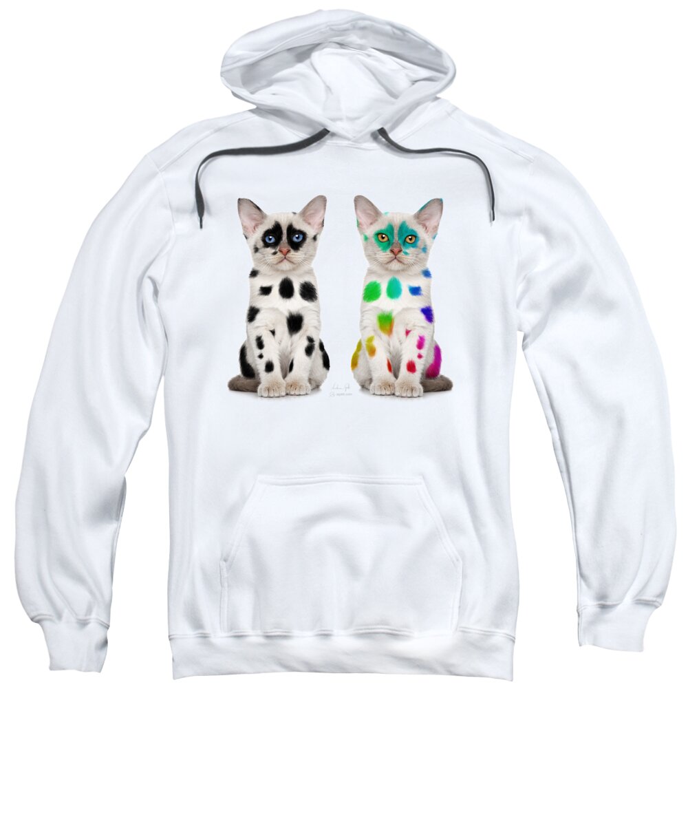 Cat Sweatshirt featuring the digital art The Twins Dalmatian Cats by Andrea Gatti