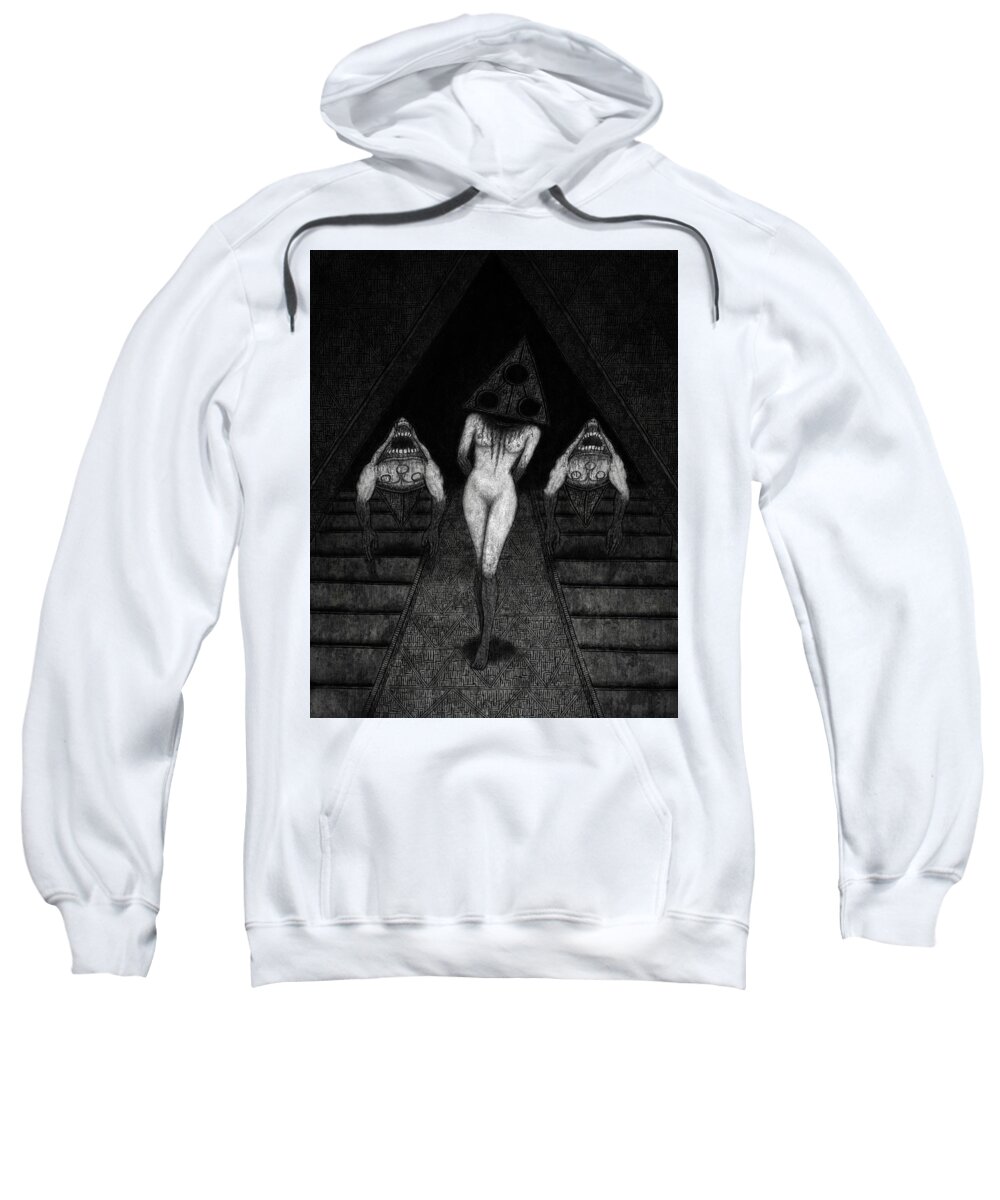Horror Sweatshirt featuring the drawing Trigia And The Dethiligox - Artwork by Ryan Nieves