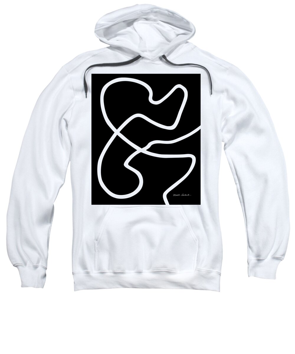 Nikita Coulombe Sweatshirt featuring the painting Untitled IX white line on black background by Nikita Coulombe