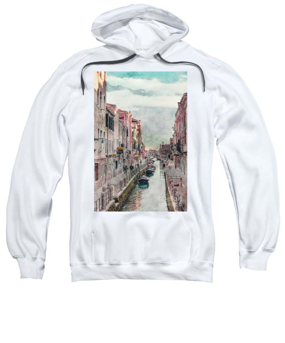 City Sweatshirt featuring the digital art Venice Canal by Phil Perkins