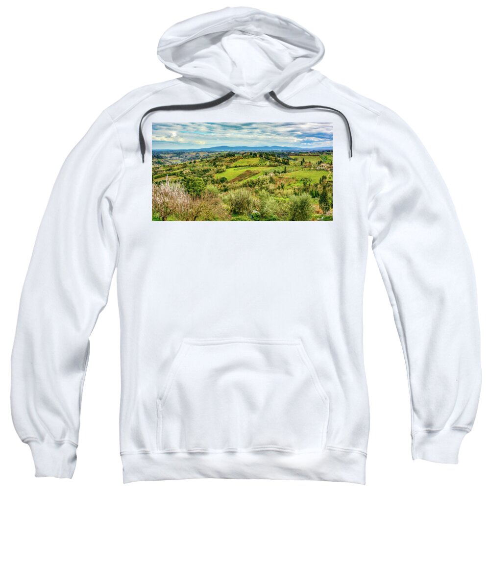 Tuscany Sweatshirt featuring the photograph Verdant Tuscan Springtime by Marcy Wielfaert