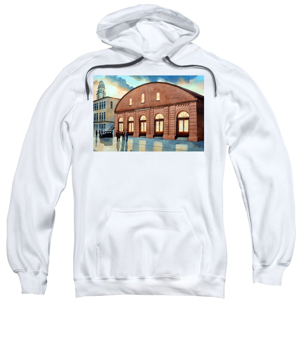 Columbia Pa Sweatshirt featuring the painting Vintage Color Columbia Market House by Mick Williams