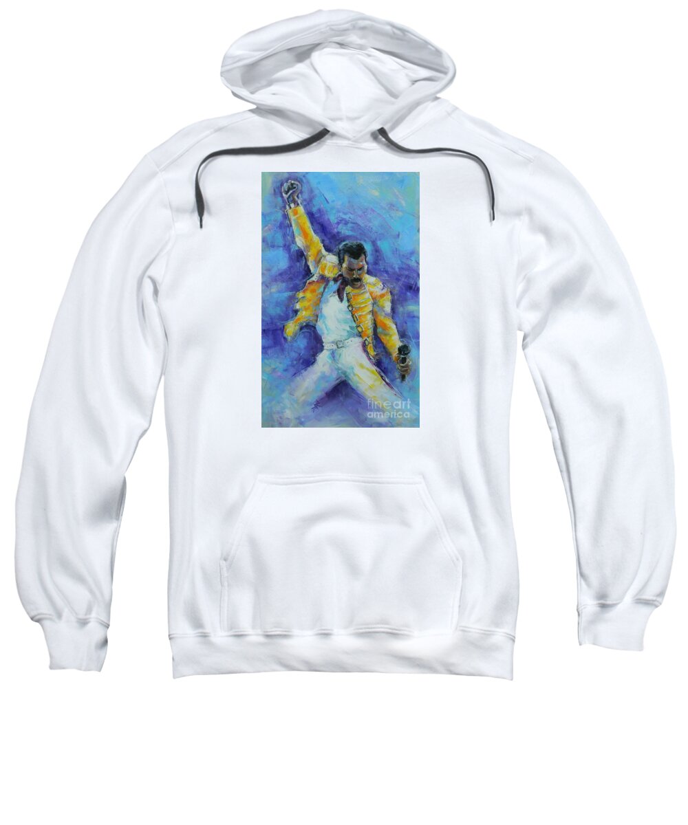 Freddie Sweatshirt featuring the painting We Are The Champions by Dan Campbell