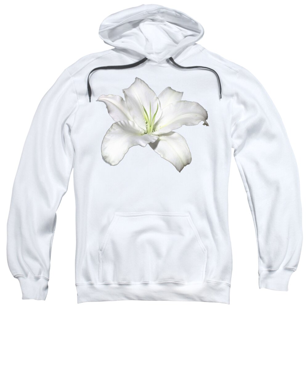 White Sweatshirt featuring the photograph White Lily Flower Designs for Shirts by Delynn Addams