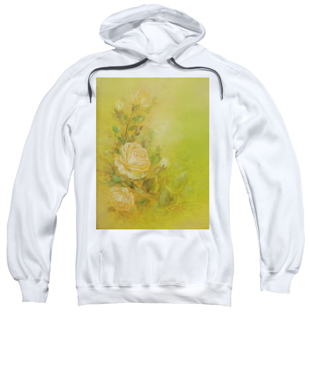Flowers Sweatshirt featuring the painting Yellow Roses Vignette by Lynne Pittard