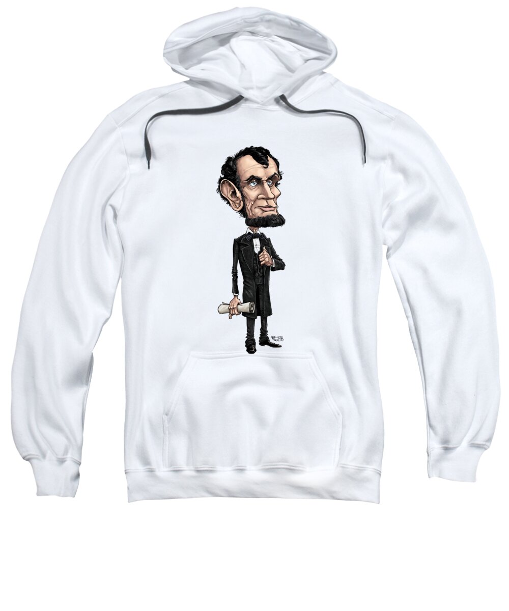 Caricature Sweatshirt featuring the drawing Abraham Lincoln #1 by Mike Scott